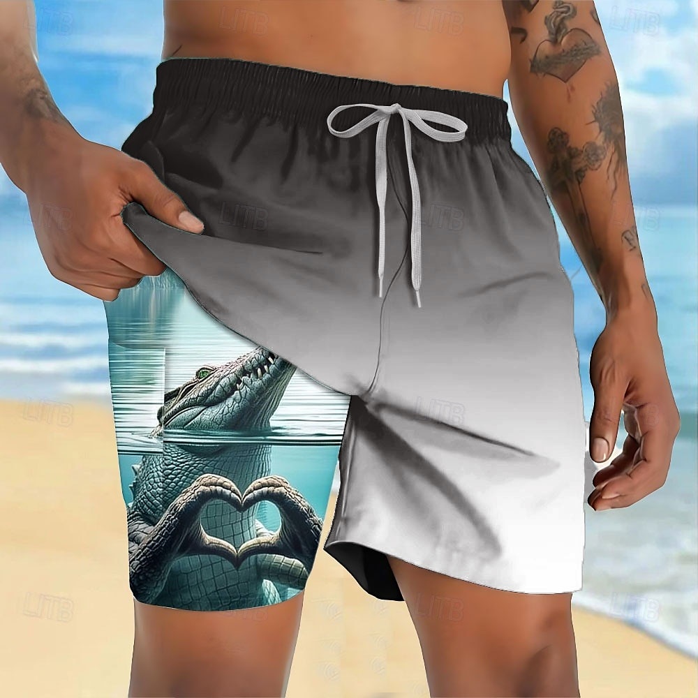 Per uomo Animale Coccodrillo Divertente Pantaloncini foderati Pantaloncini da bagno 2 in 1 Pantaloncini da mare Misura del girovita medio Hawaiano Vacanza Abbigliamento mare Tasche Laterali Con del 2025 a $21.99 –P6