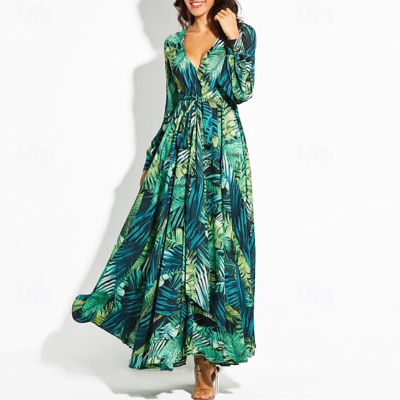 Per donna Abito Lungo Maxi Abito Abito Floreale Moda All'aperto Data Uscire Vestibilità regolare Fiore Senza Maniche Scollo a V Giallo Blu marino Blu Fucsia Estate del 2025 a $26.99 –P6