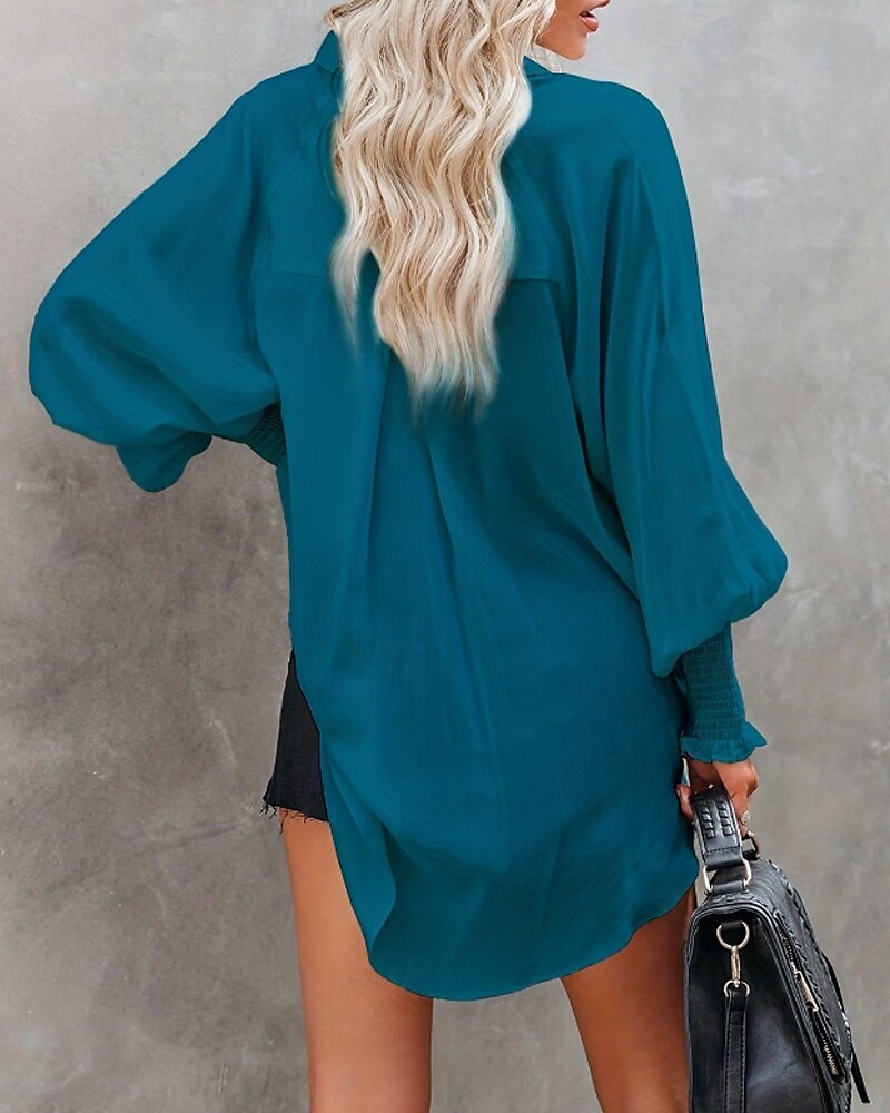 Dame Skjorte Bluse عادي Stripet Fritid Langermet Skjortekrage Vanlige topper Ferie Ut på byen Knapper Hvit Blå Himmelblå Oransje Beige Sommer 2025 - $29.99 –P5
