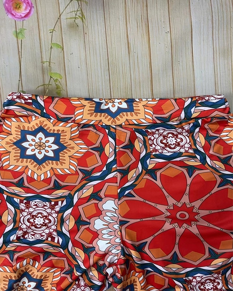 Mulheres Perna larga Calça larga Calças Férias Boho Comprimento total Cintura Alta Flor Cintura elástica Respirável Confortável Micro-Elástica Rua Roupa Diária Para Noite Laranja Verão Normal de 2025 por $19.99 –P4