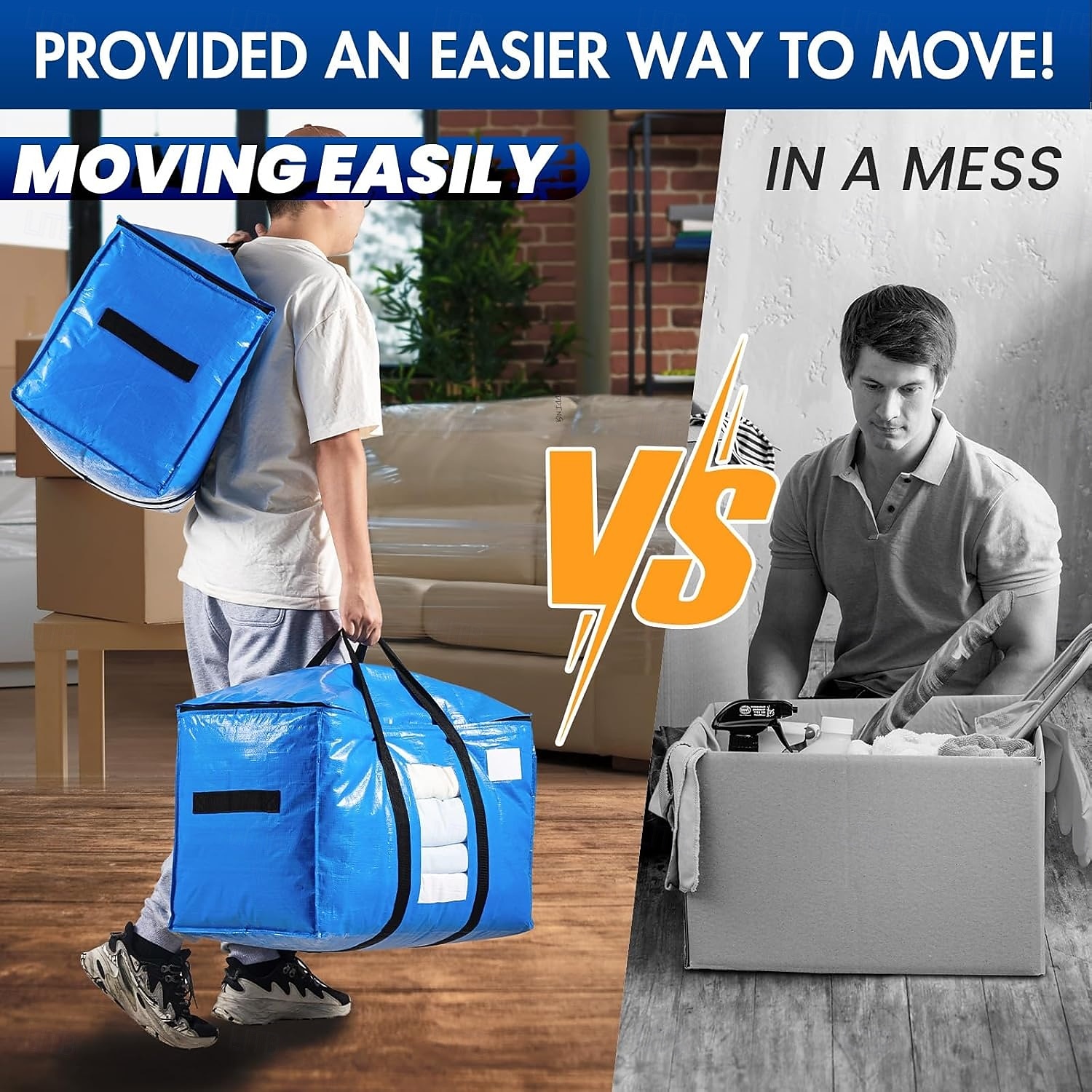 2 Pack Extra Large Moving Bags, Heavy Duty Totes for Storage with Visible Window, U-Shaped Around Handles, Storage Contrainer Box for Space Saving 2025 - $20.99 –P6