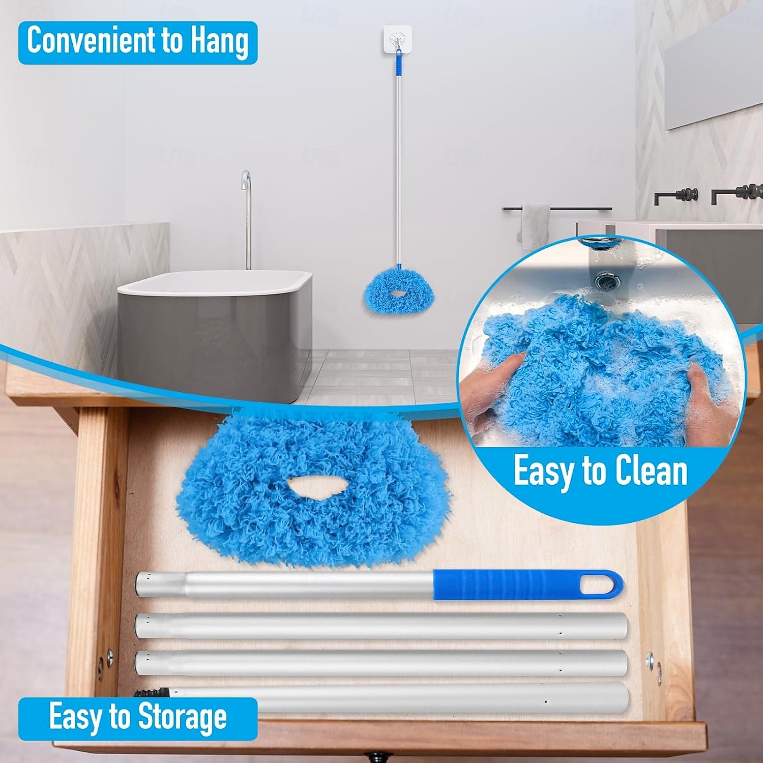 Čistič stropního ventilátoru prachovka opakovaně použitelná čistička lopatek stropního ventilátoru z mikrovlákna vyjímatelná prachovka s prodlužovací tyčí, nastavitelná od 21 do 56 palců 2025 - $11.99 –P5