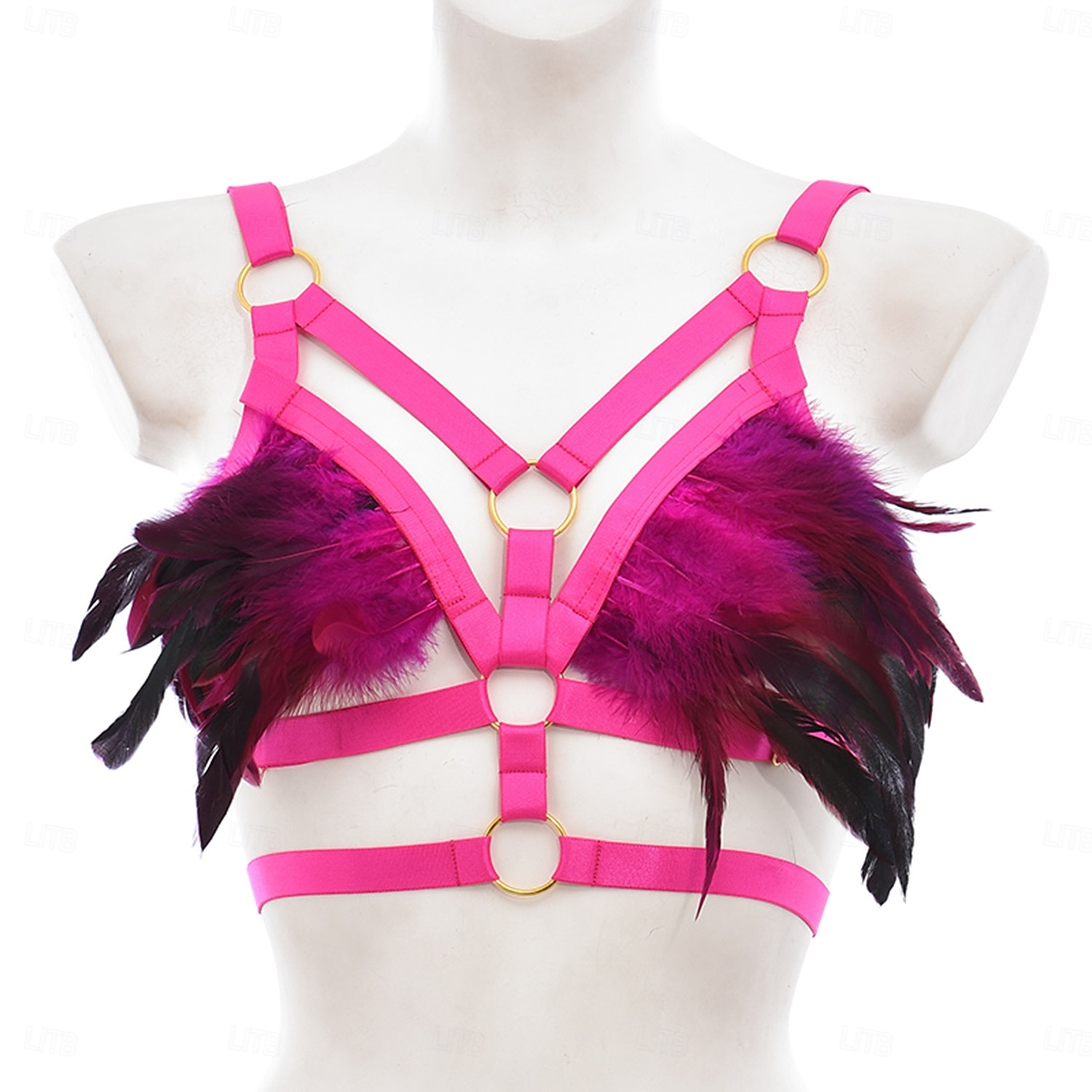 Drag Queen Stolz Regenbogen Feder-Bralette Harness-BH Erwachsene Damen Sexy Kostüm Pride Parade Pride-Monat Halloween Karneval Einfaches Karnevalskostüm 2025 - $20.99 –P10