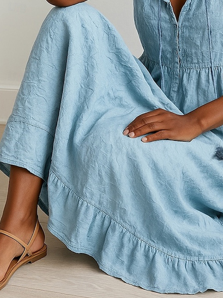 Women's Long Dress Maxi Dress Swing Dress Tank Dress Summer Dress Elegant Basic Modern Vacation Holiday Beach Regular Fit Plain Sleeveless V Neck Blue Summer 2025 - $36.99 –P3