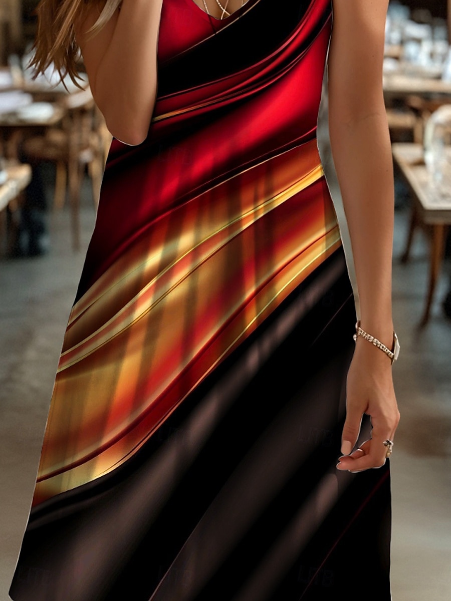 Damen Minikleid Lässiges Kleid Sommerkleid A-Linien-Kleid Sommerkleid Elegant Urlaub Stylisch Regelmäßige Passform Ombre Grafik Abstrakt Kurzarm Rundhalsausschnitt Rot Sommer 2025 - $23.99 –P3