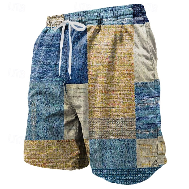 Herren Geometrisch Farbblock Patchwork Badeshorts Boardshorts Mittlere Taille Streetwear Hawaiianisch Strandurlaub Seitentaschen Netzfutter Elastischer Kordelzug in der Taille Designer Bekleidung 2025 - $19.49 –P1