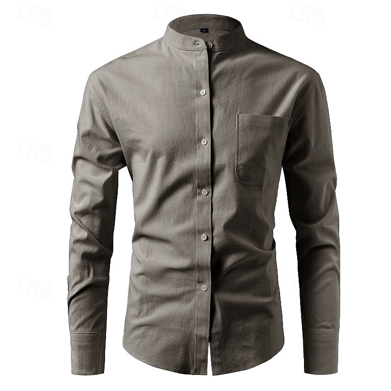 Herren Hemd Leinenhemd Freizeithemd Knopfhemd Baumwollhemd Einfach Urlaub Hawaiianisch Schwarz Weiß Dunkelgrün Leicht Blau Langarm Opa Frühling Herbst Bekleidung Tasche 2025 - $34.99 –P7