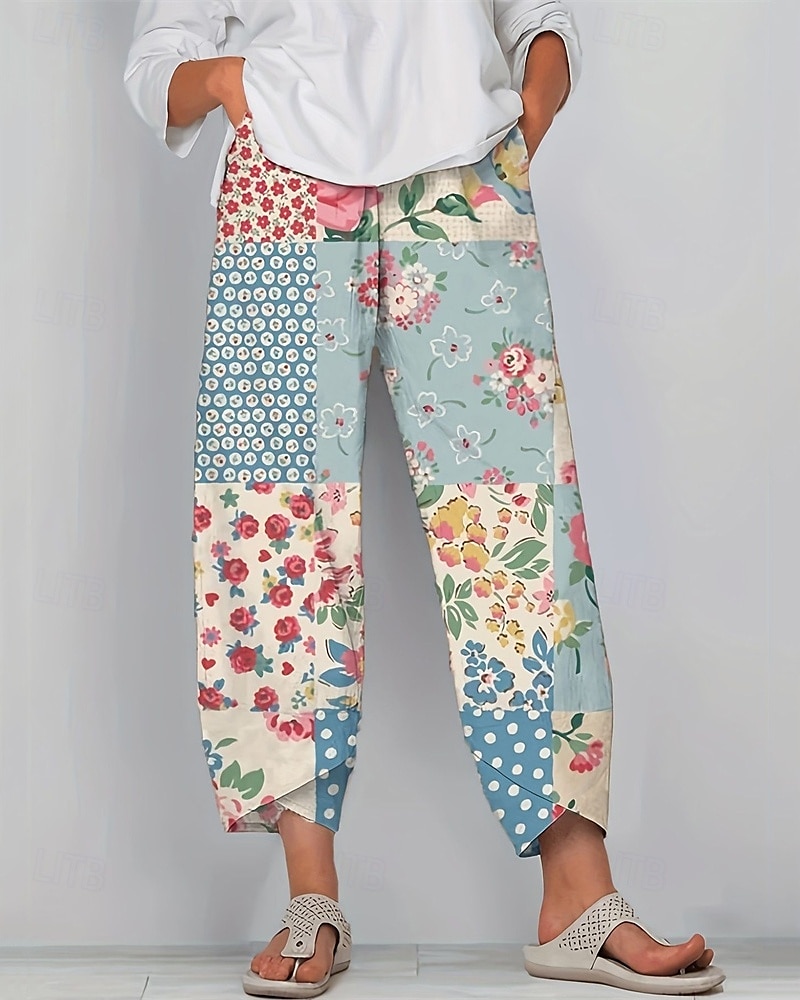 Pentru femei Pantaloni Pantaloni harem Έθνικ Boho Lungime totală Talie medie Flori Talie elastică Respirabil Comfortabil Micro-elastic Stradă Purtare Zilnică Ieșire Albastru piscină Albastru Trifoi 2025 - $17.99 –P2