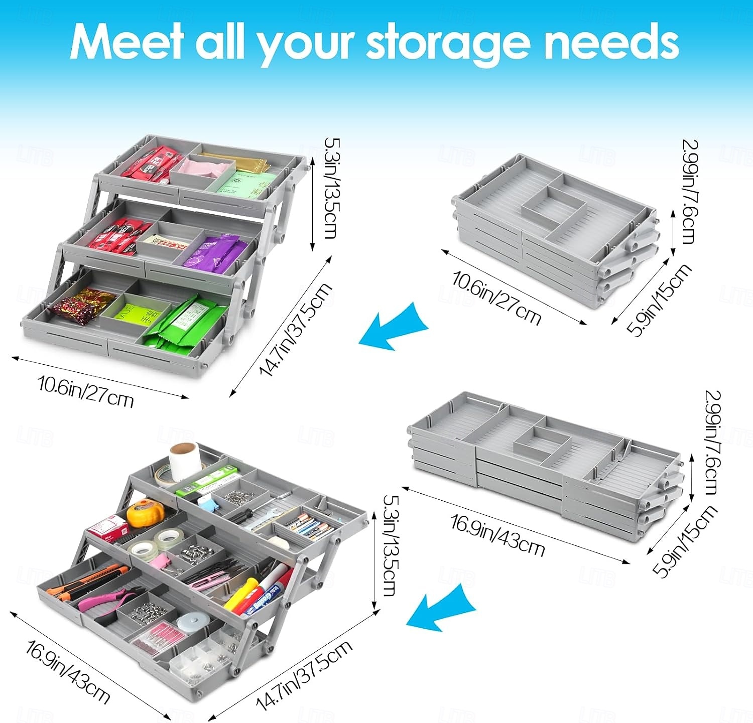 Multi-Level Smart Drawer Organizer, 3-Tier Expandable Desk Drawer Organizer, Folding Storage Tray for Office, Home, Kitchen, Makeup, Jewelry, Junk Drawer Organization 2025 - $27.99 –P3
