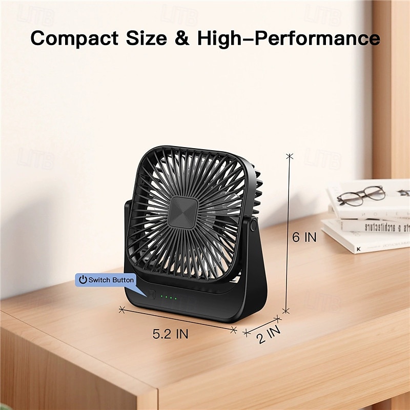 Mini Portable Brushless Fan with LED Display, 3-Speed Wind, 3000mAh Battery, USB-C, Rugged Build for Outdoor/Desk Use 2025 - $26.99 –P7
