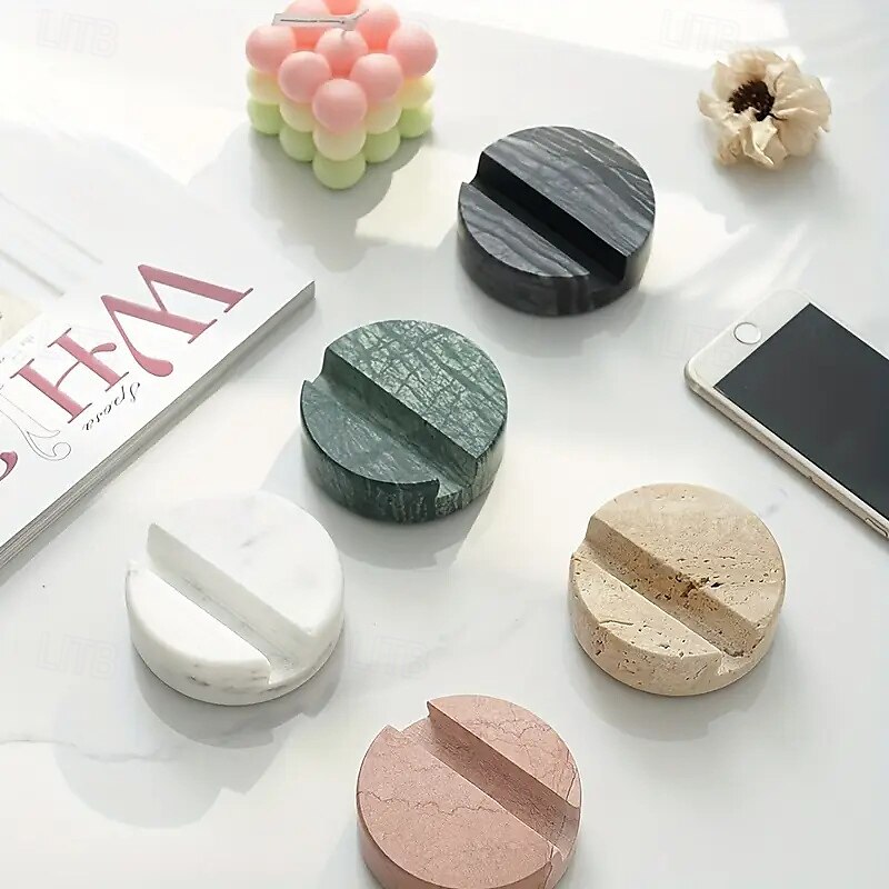 Waterproof Natural Stone Cell Phone Holder, Elegant Marble Desktop Stand for Smartphones, Office and Home Decor 2025 - $29.99 –P4
