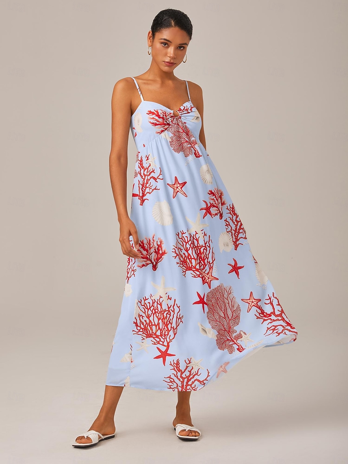 rotes Urlaubs-Camisolekleid mit Meeresmotiv 2025 - $8.99 –P2