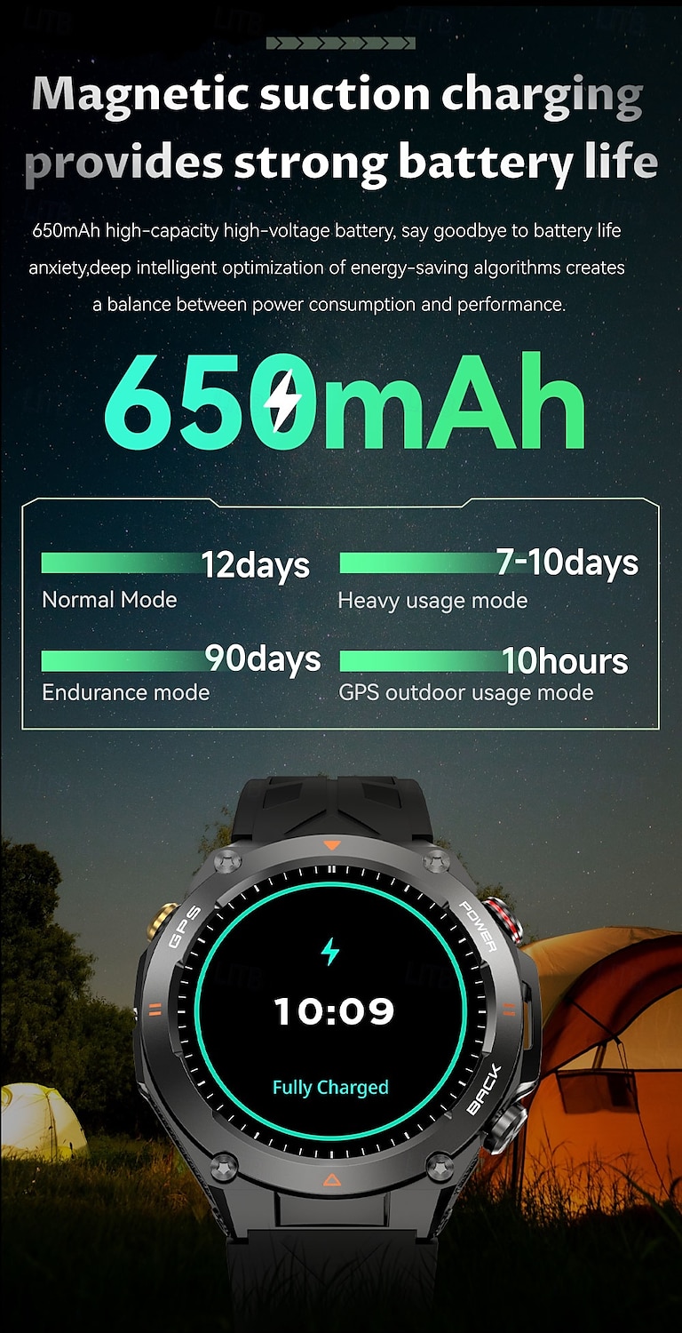 Умные часы 2025 года новые с встроенным GPS спортивные умные часы 1,45'' IPS дисплей компас Bluetooth вызов 1ATM водонепроницаемые смарт-браслет 2025 - $76.99 –P13