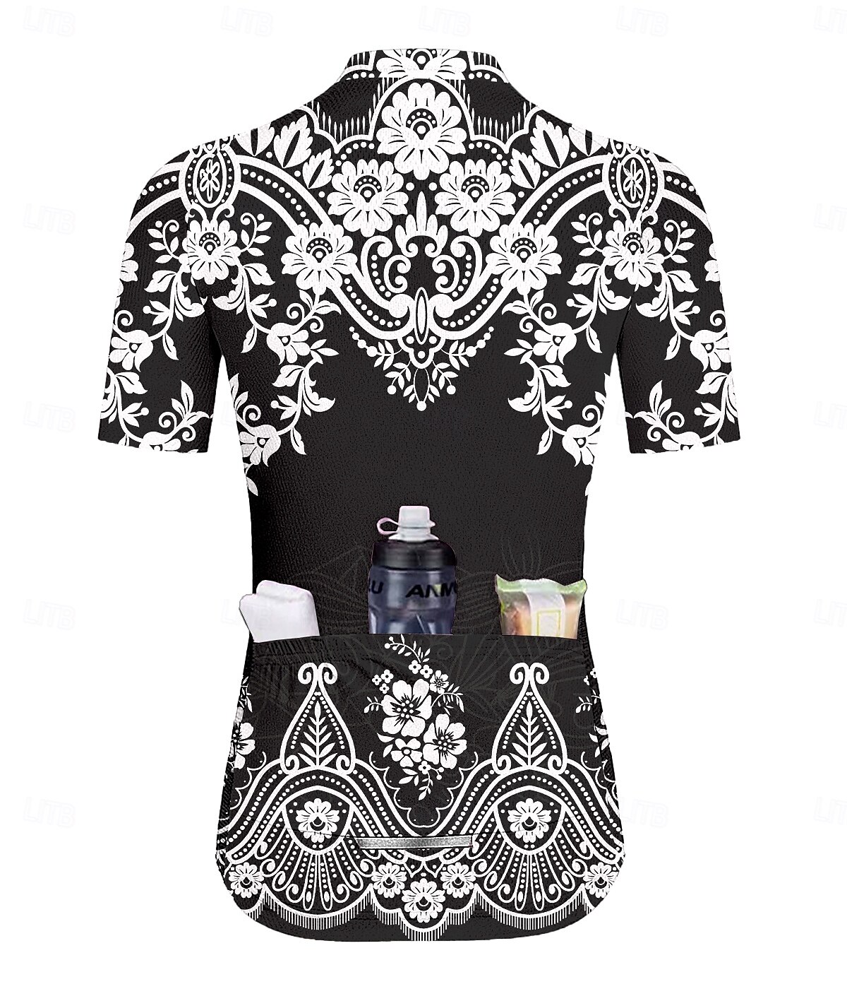 Mujer Maillot de Ciclismo Manga Corta Bicicleta Maillot Camiseta con 3 bolsillos traseros Resistente a los rayos UV Transpirable Secado rápido Dispersor de humedad Negro Deportes Ropa 2025 - $28.99 –P2