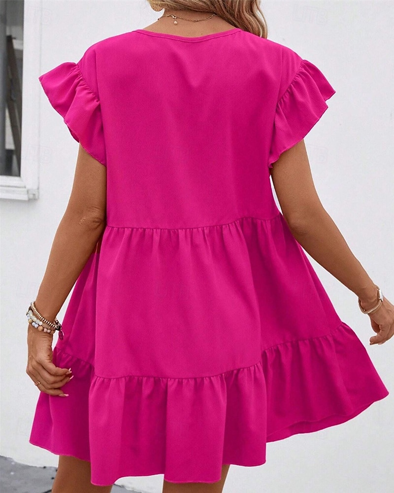Damen Minikleid Freizeitkleid Sommerkleid Elegant Mode Outdoor Ferien Date Normale Passform Einfach Kurzarm Rundhalsausschnitt Schwarz Blau Rosenrot Sommer Frühling 2025 - $26.99 –P14