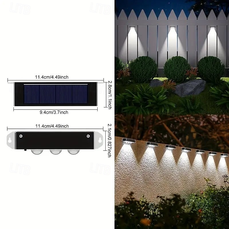 4 stk solcelle LED vegglamper utendørs vanntette solcelle veggvasker lys for bakgård hage gjerde vegg dekk trapper belysning landskap dekorasjon 2025 - $20.99 –P10