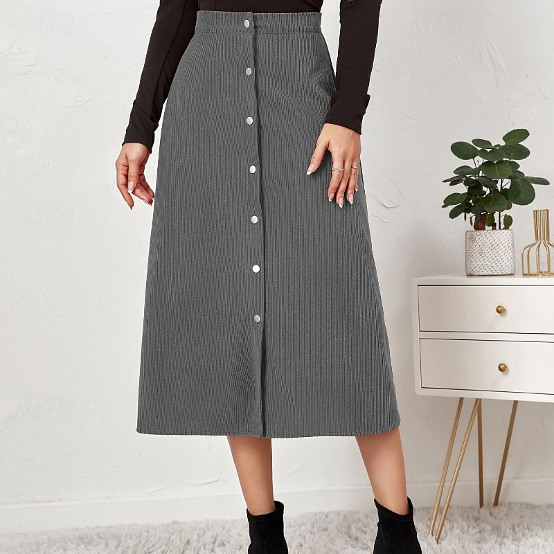 Pentru femei Fustă Casual Midi Talie Medie Fuste Simplu Zdrobit Micro-elastic Vacanță Stradă Negru Roz Îmbujorat Roșu Vin Culoarea ghimbirului Vară Catifea 2025 - $23.99 –P12