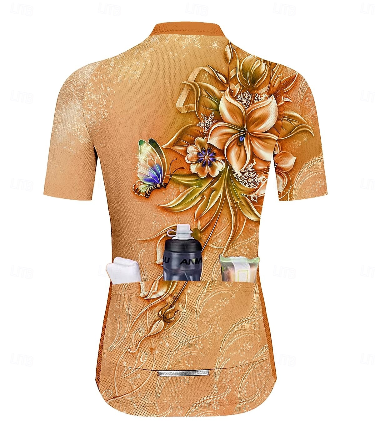 Damen Radtrikot Kurzarm Fahhrad Trikot Oberteil mit 3 Gesäßtaschen Atmungsaktiv Schnelltrocknend Feuchtigkeitsableitend Reflektierende Streifen Orange Sport Bekleidung 2025 - $28.99 –P2
