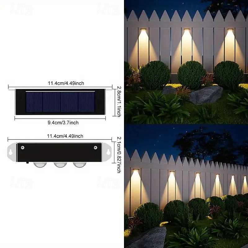 4 stk solcelle LED vegglamper utendørs vanntette solcelle veggvasker lys for bakgård hage gjerde vegg dekk trapper belysning landskap dekorasjon 2025 - $20.99 –P9