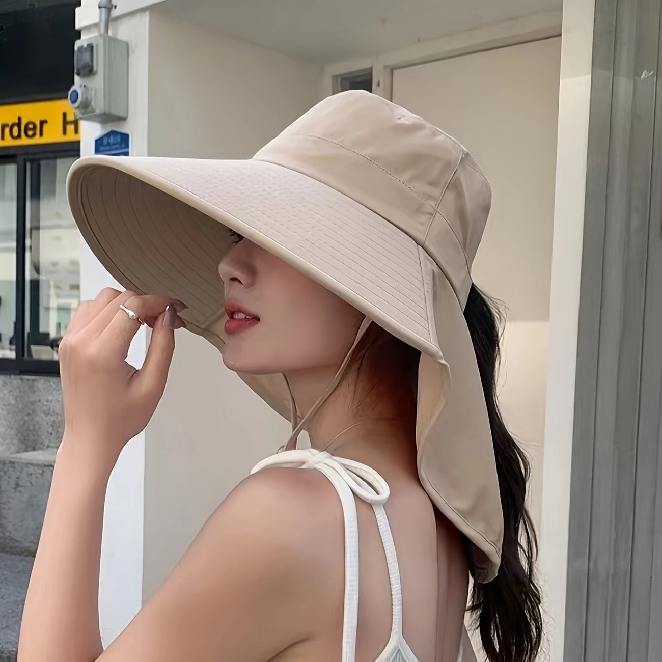 Breathable Polyester Women's Stylish Sun Protection Bucket Hat with Adjustable Drawstring Closure and Ponytail Hole for Outdoor & Casual Attire 2025 - $22.99 –P4