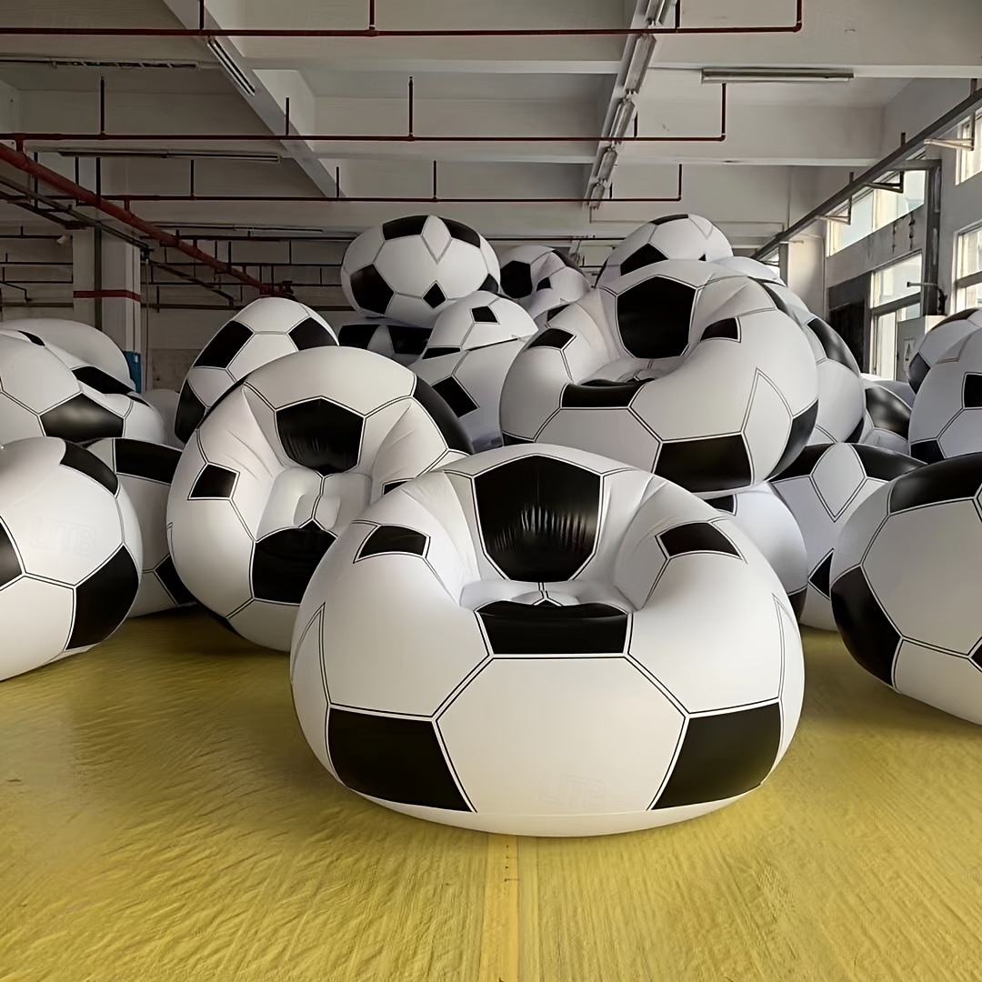 Fauteuil gonflable en forme de ballon de football, style classique, en PVC, polyvalent, pour l'intérieur &utilisation en extérieur, design unique sur le thème du sport pour la maison &décoration de de 2025 ? $46.99 –P7