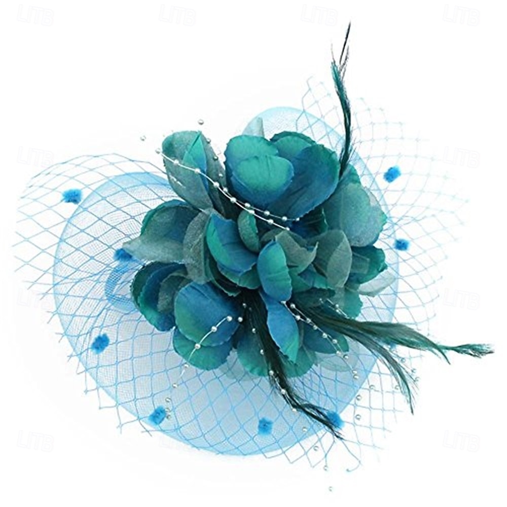 fascinators hatt för kvinnor teparty headpiece bröllop cocktail blomma mesh fjädrar hårklämma 20-tal flapper fascinators 2025 - $33.99 –P7
