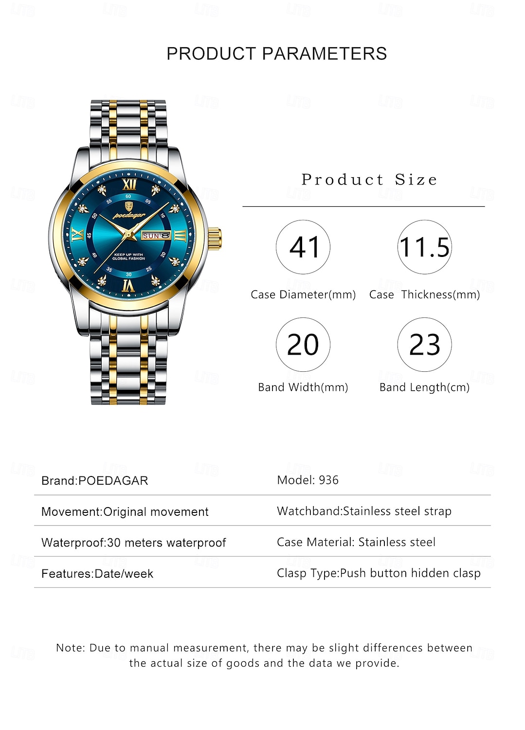 Роскошные брендовые Мужские часы Водонепроницаемые Светящийся Дата неделя Мужские кварцевые наручные часы Стальные Модные спортивные часы 2026 - $31.99 –P12