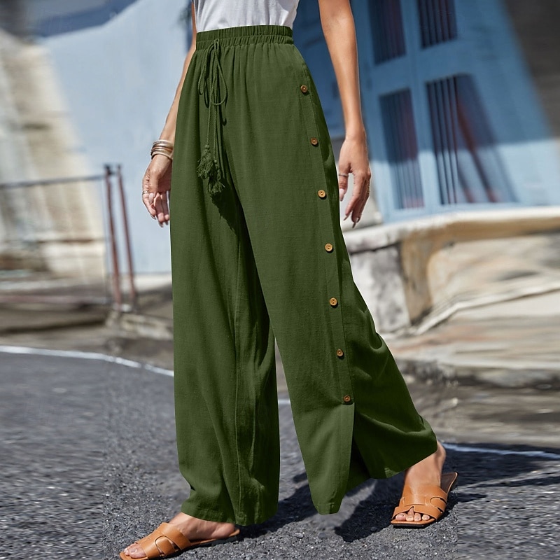 Mujer pantalones Pantalones Casual Longitud total Cintura Media Plano Hebilla Diseño de cordón elástico Al Aire Libre Cómodo Festivos Ropa Cotidiana Fin de semana Rojo oscuro Magenta Verde oscuro Gris 2025 - $18.99 –P9