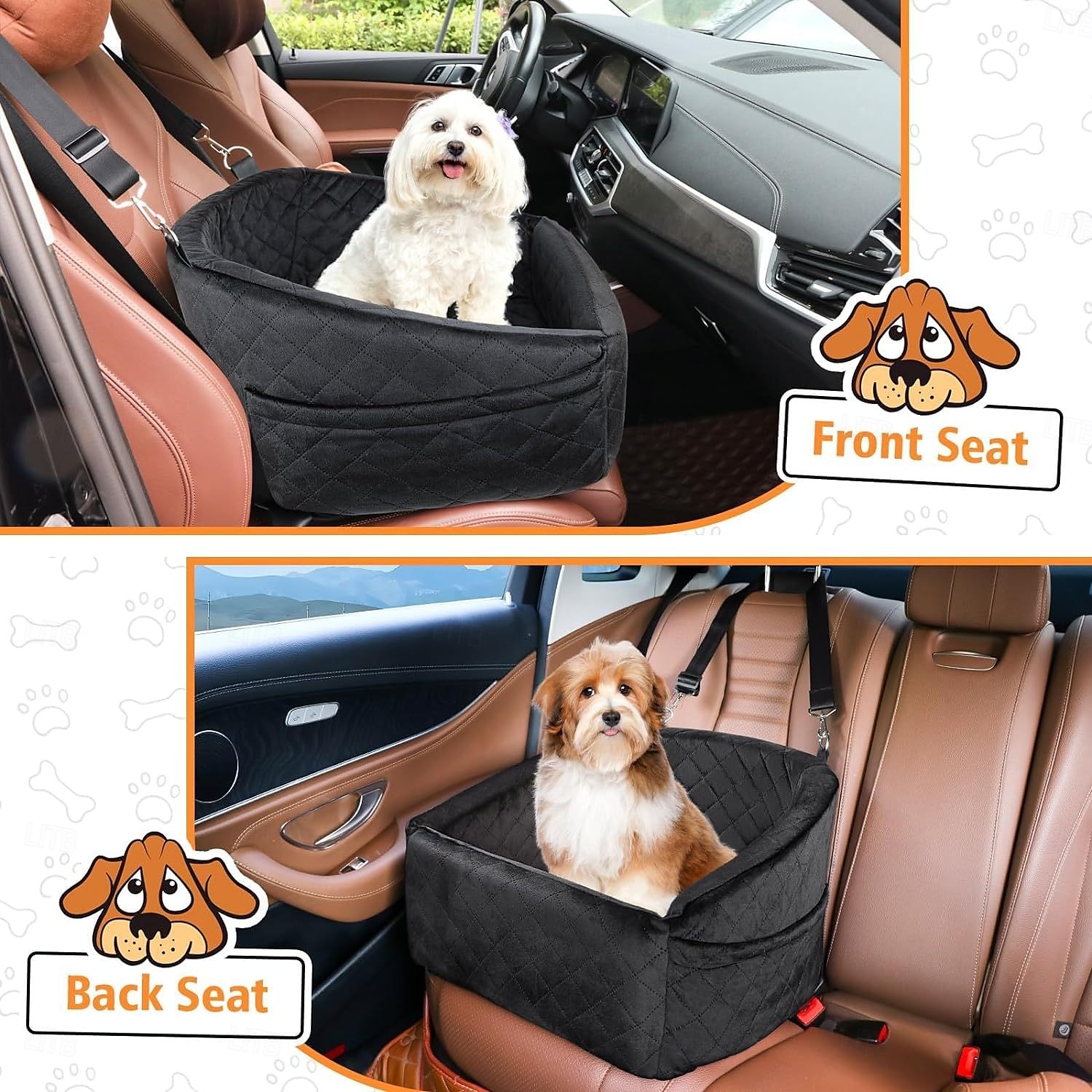 assento de carro para cães de pequeno e médio porte, assento elevatório removível e lavável para cães com menos de 30 libras, assento de carro para animais de estimação, cama de viagem com bolsos de de 2025 por $53.99 –P3