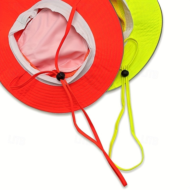 1 x winddichter fluoreszierender Fischerhut] 1 x fluoreszierender Fischerhut aus Netzgewebe mit reflektierenden Streifen, winddichter Seilschutz, leichter Sonnenschutz, Fischerhüte für Frauen, 2025 - $21.99 –P4
