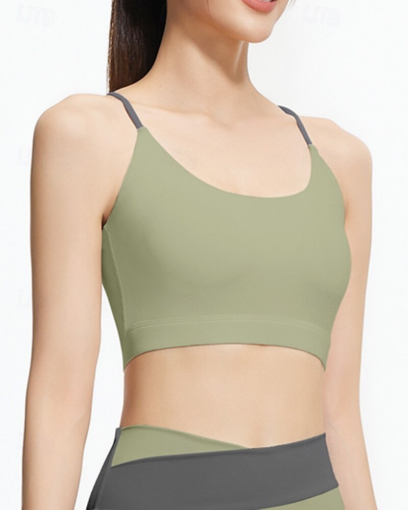 Mujer Buena parte superior Correa de espagueti Sujetador superior Tiras posteriores Confortable Transpirable Malla Bloque de color Deporte Ropa de Deporte Negro Blanco Yoga Aptitud física Casual 2025 - $15.49 –P9