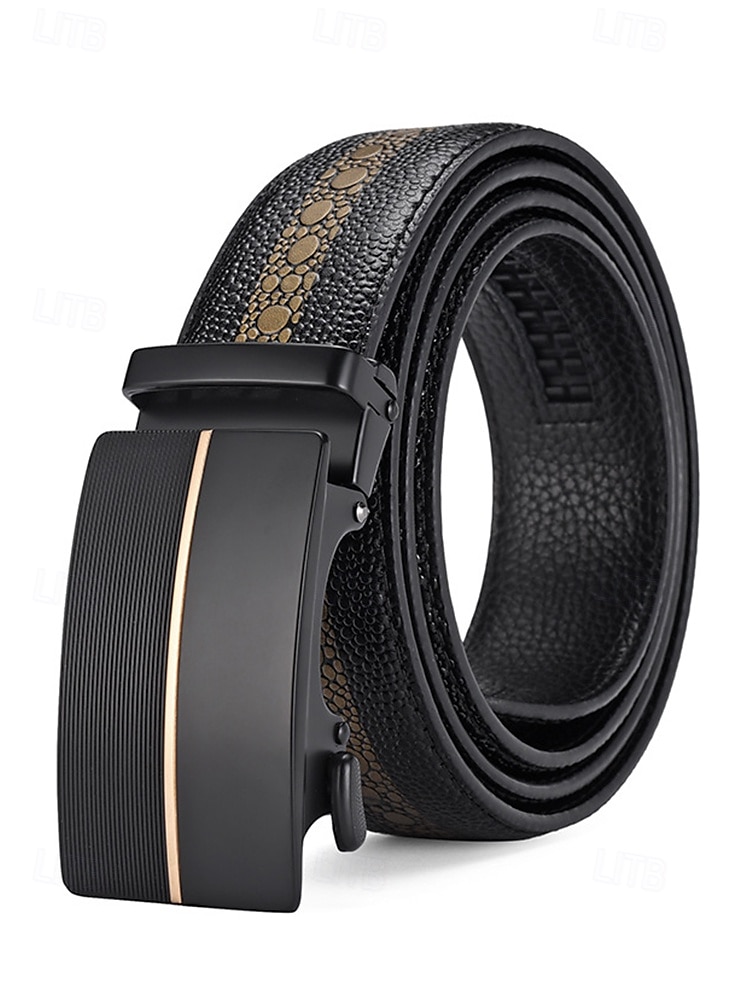 Men's Genuine Stingray Leather Automatic Buckle Belt – Luxury Textured Strap with Reflective Pattern for Business, Formal and Gift Occasions 2025 - $26.99 –P3