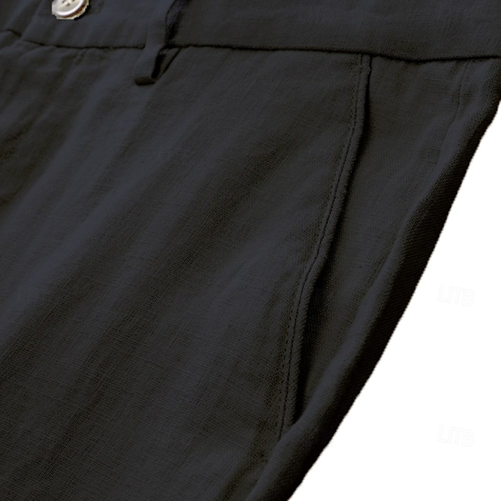 Homens Calças Côr Sólida Comprimento do joelho O negócio Estilo Clássico Casual Preto Branco Sem Elasticidade de 2025 por $41.99 –P11