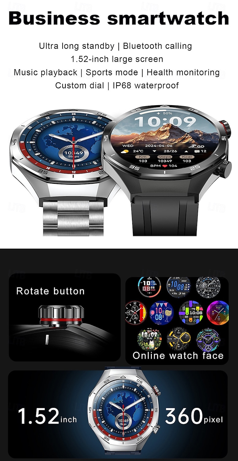 IMOSI Men's Smart Watch 1.52 Bluetooth Call Music Sport Heart Rate Monitor 400mAh Battery Compatible with Android & iOS 2025 - $56.99 –P1