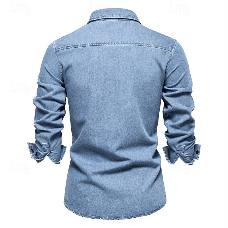 Herren Hemd Sommerhemd Freizeithemd Strandhemd Knopfhemd Schwarz Dunkelblau Leicht Blau Langarm Einfach Revers Urlaub Hawaiianisch Tasche Bekleidung 100% Baumwolle Mode Lässig Bequem 2025 - $47.99 –P4