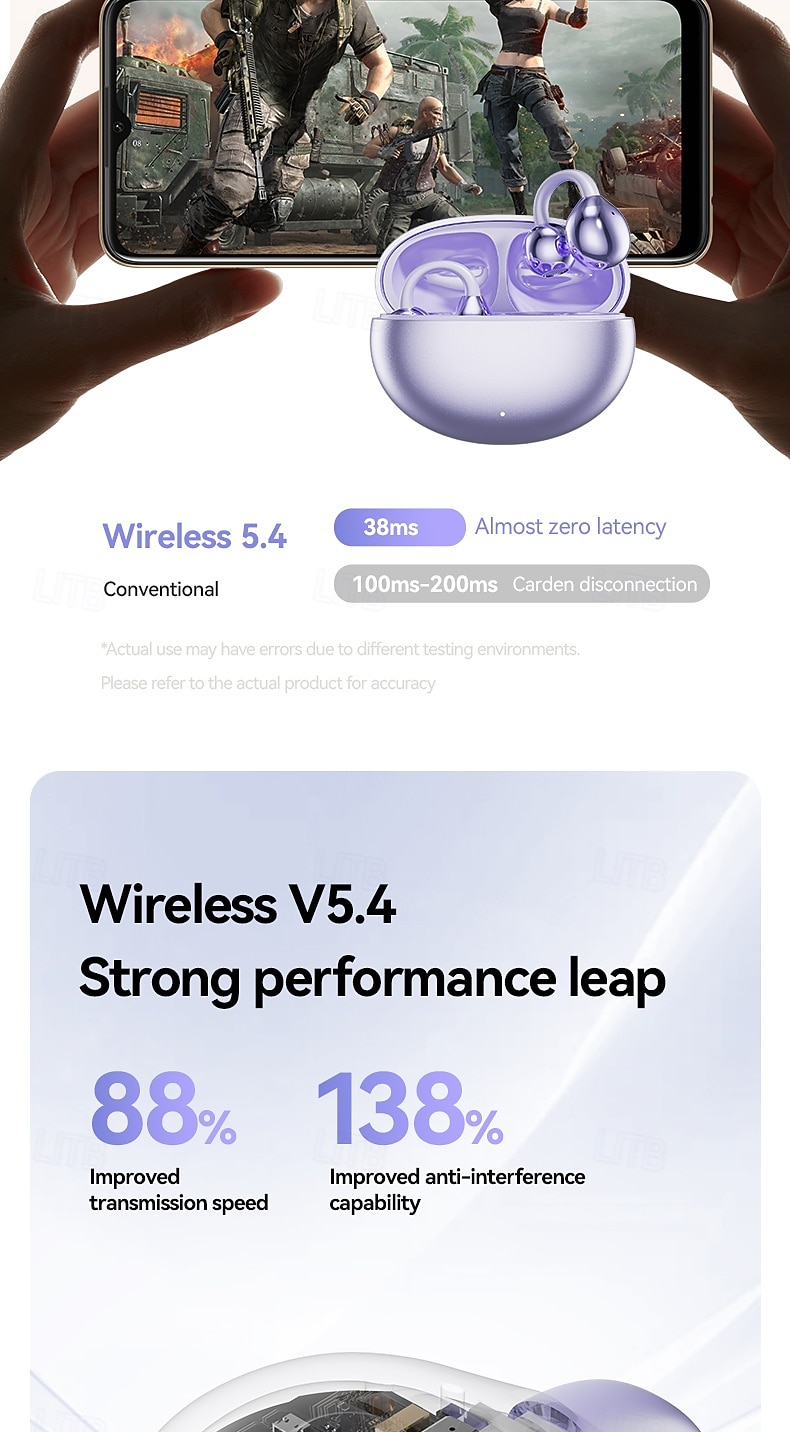 m91 hands free телефон гарнитура для вождения ушная клипса bluetooth 5.3 стерео объемный звук hifi для фитнеса тренажерный зал тренировки путешествия развлечения 2025 - $25.99 –P16