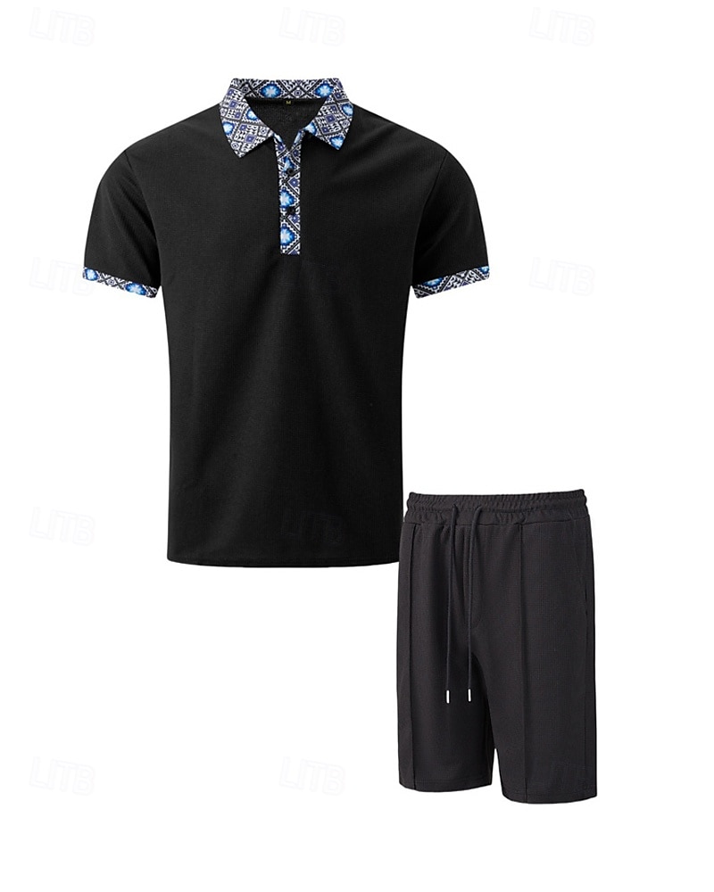 Férfi Gofris pólóingek Golfing Munka Hétköznapi Hajtóka Rövid ujjú Alap Modern Színes Kollázs 2 db Nyár Normál Fekete Fehér Királykék Khakizöld Szürke Gofris pólóingek 2025 - $27.99 –P5