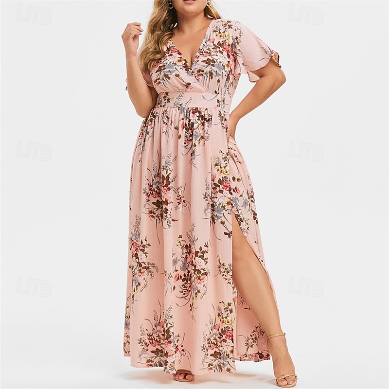 Dam Långklänning Maxiklänning Vardagsklänning Sommarklänning Boho-klänning Klänning med tryck Mode Utomhus Semester Helgdag Normal Blommig Ärmlös Djup V-hals Svart Vit Gul Ljusgrön Sommar Vår 2025 - $27.99 –P3