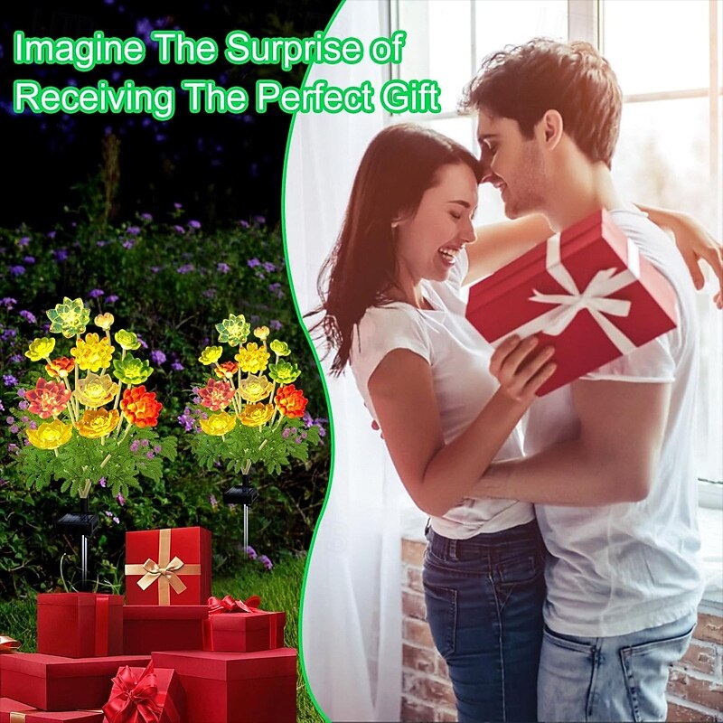 1 шт. уличная солнечная имитация суккулентного грунтового светильника, сад во дворе, газонная дорожка, ландшафтный светильник, декоративный светильник, подарок любителю садоводства 2026 - $10.99 –P12