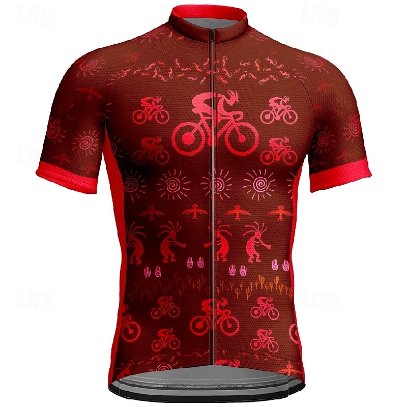 Homme Maillot de cyclisme Manche Courte Cyclisme T-shirt Maillot avec 3 poches arrière VTT Vélo tout terrain Respirant Séchage Rapide Design Anatomique Évacuation de l'Humidité Jaune Rouge Rouge de 2025 ? $25.99 –P14
