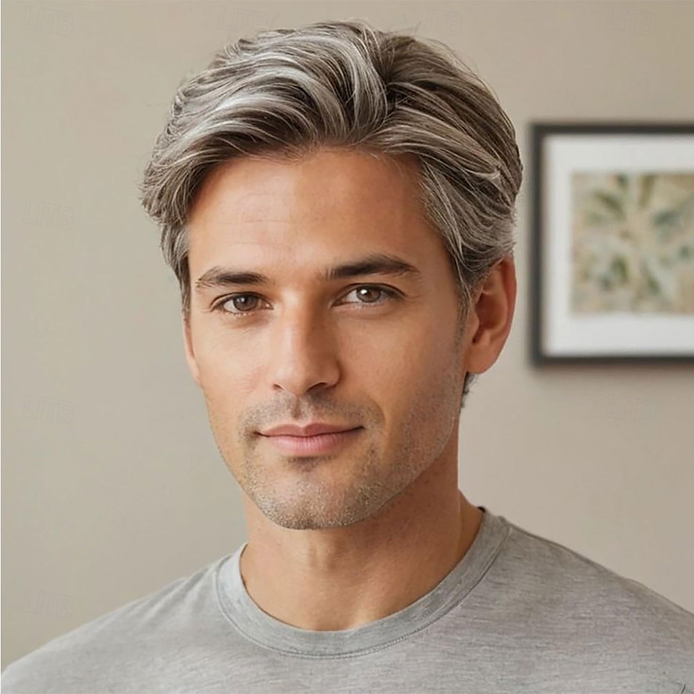 Perucas masculinas curtas cinza sintéticas resistentes ao calor naturais para cosplay de halloween de 2026 por $25.99 –P1