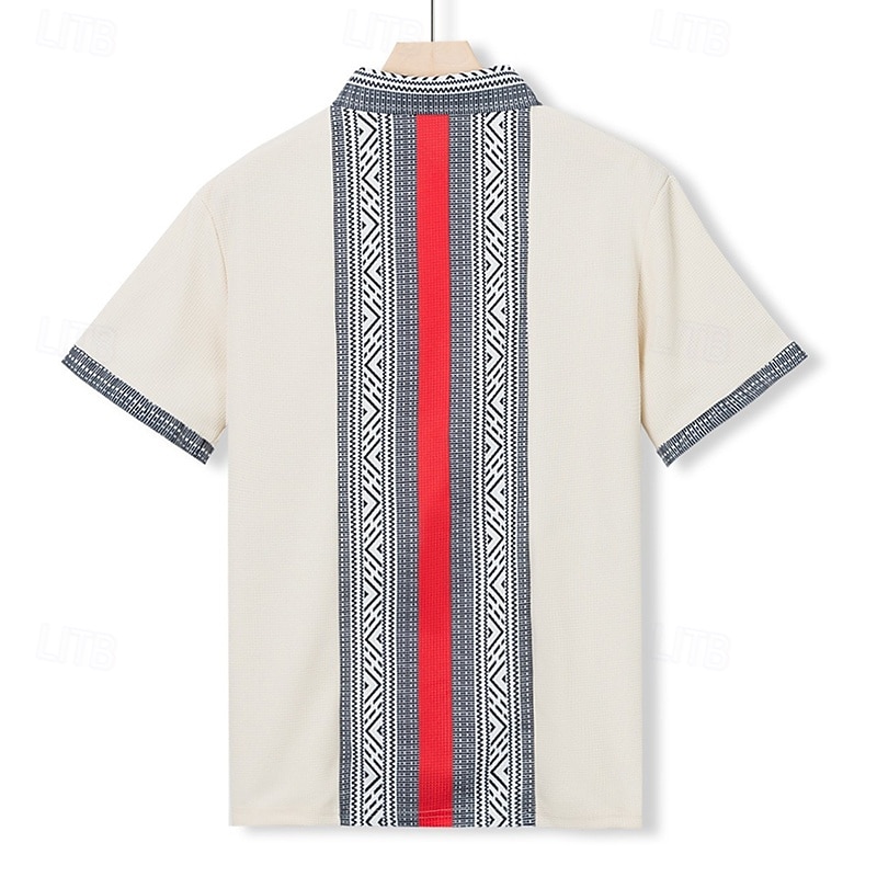 Herren Hemd Waffelhemd Sommerhemd Freizeithemd Strandhemd Knopfhemd Schwarz Weiß Wein Grün Kaki Kurzarm Geometrisch Revers Urlaub Täglich Patchwork Bekleidung Mode Lässig 2025 - $20.99 –P6