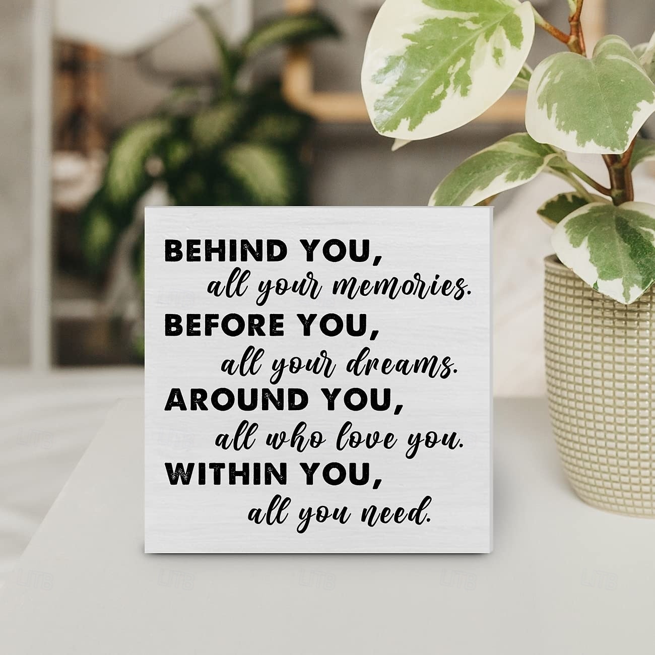 Abschluss Spruch Holzbox Schild Deko Schreibtischschild positiv hinter Dir all deine Erinnerungen Holzbox Blockschild rustikal Home Regal Wanddekoration Grad Geschenk 2025 - $18.99 –P6