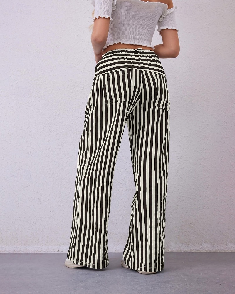 Dames broek Broeken Casual Volledige lengte Natuurlijk Gestreept Zak Elastisch ontwerp met trekkoord Comfortabel Voor buiten Uitgaan Weekend Rood Perzik Pauw Blauw Hyacinth Zwart Zomer Normale pasvorm 2025 - $22.99 –P11