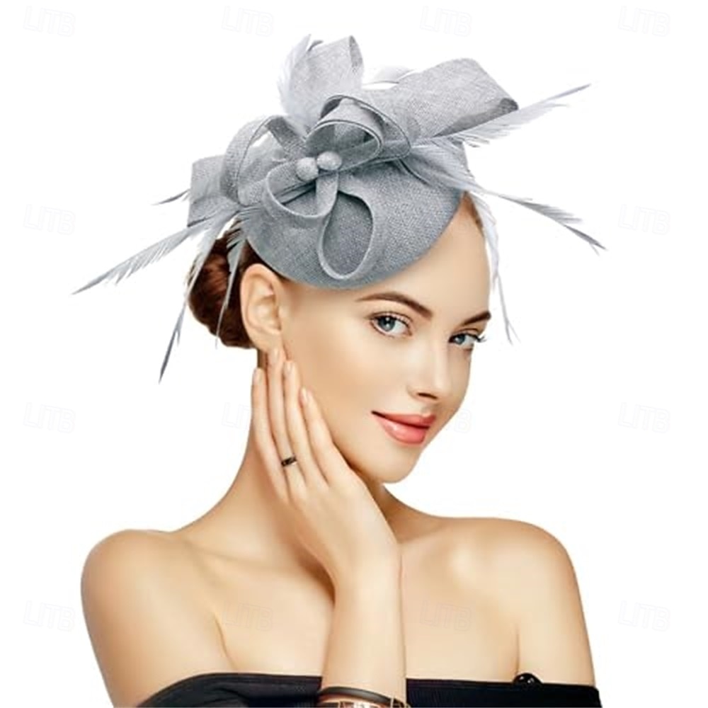 Stroik Sinamay Kapelusz Fedora Ślub Wieczorna impreza Herbaciane przyjęcie Wyścigi konne koktajl Zabytkowe Śłodkie Z Pióro Kwiaty Winieta Nakrycia Głowy 2025 - $56.99 –P7
