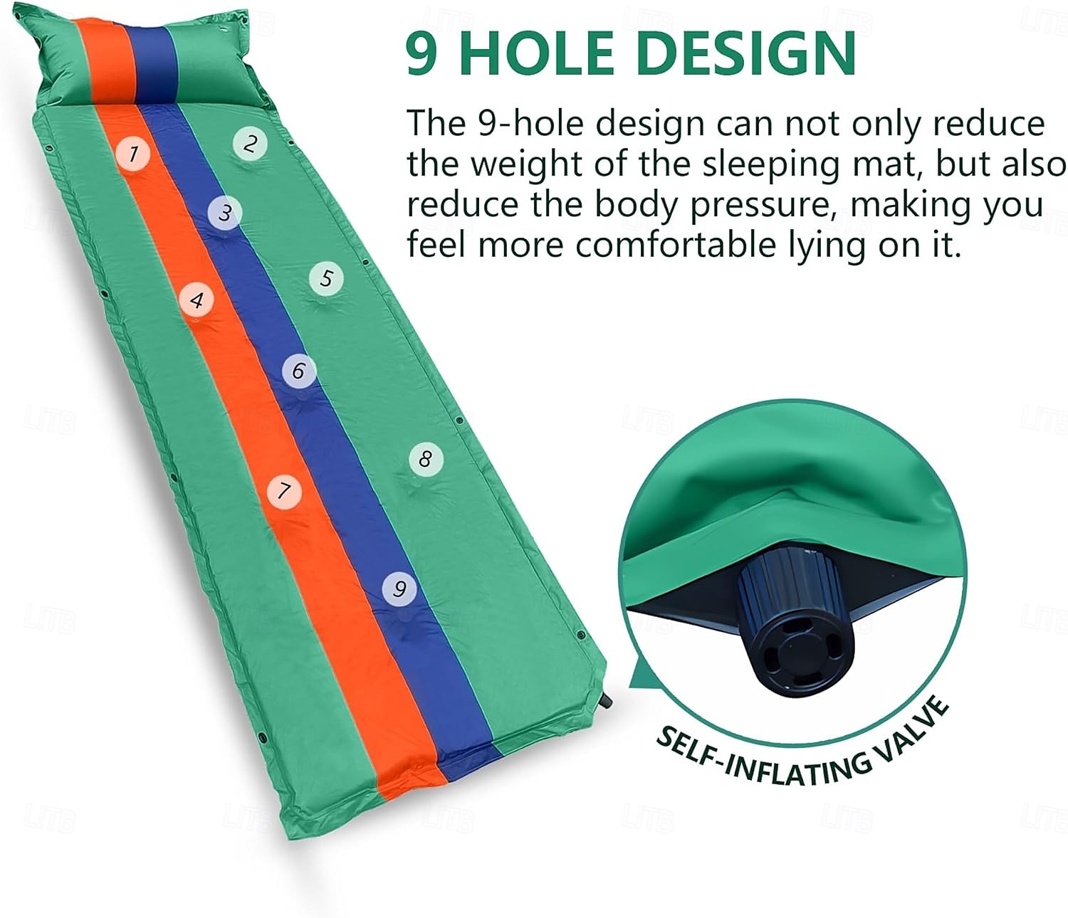 Sleeping Pad for Camping, Lightweight Memory Foam Camping Mattress with Pillow, Self Inflating Camping Pad 3cm Thick Foam, Air Mattress Inflatable Sleeping Mat for Backpacking,Hiking 2025 - $29.99 –P2