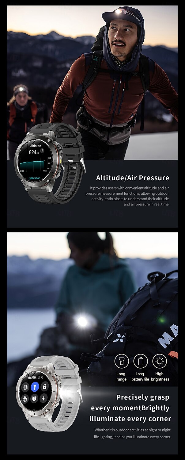 Смарт-часы GPS компас высота на открытом воздухе AMOLED 466*466 HD экран сердечный ритм Bluetooth вызов водонепроницаемые IP68 мужской смарт-браслет подарок на День матери 2026 - $92.99 –P8