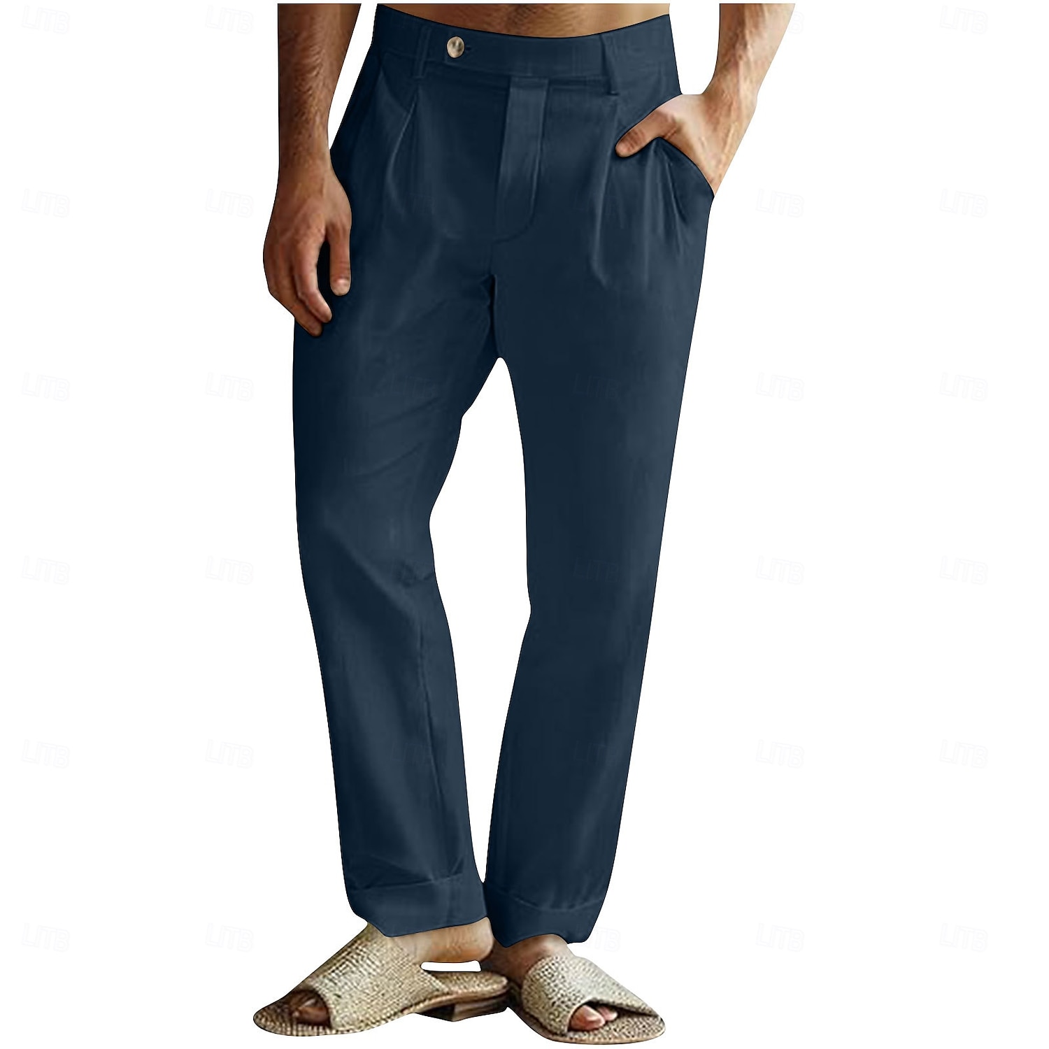 Per uomo Pantaloni di Lino Pantaloni Pantaloni Estivi Pantaloni da Spiaggia Pieghettato Elastico in vita Gamba Dritta Semplice Comodità Traspirante Lunghezza intera Affari Quotidiano Ferie Moda Stile del 2025 a $23.99 –P9
