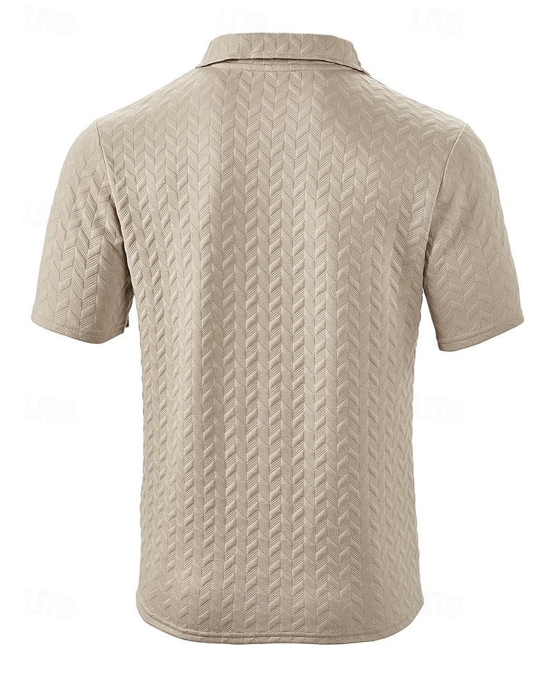 Men's Golf Shirt Golf Polos Shirts Work Casual Lapel Short Sleeve Basic Modern Plain Jacquard Summer Regular Fit Black White Blue Khaki Golf Shirt 2025 - $17.99 –P19