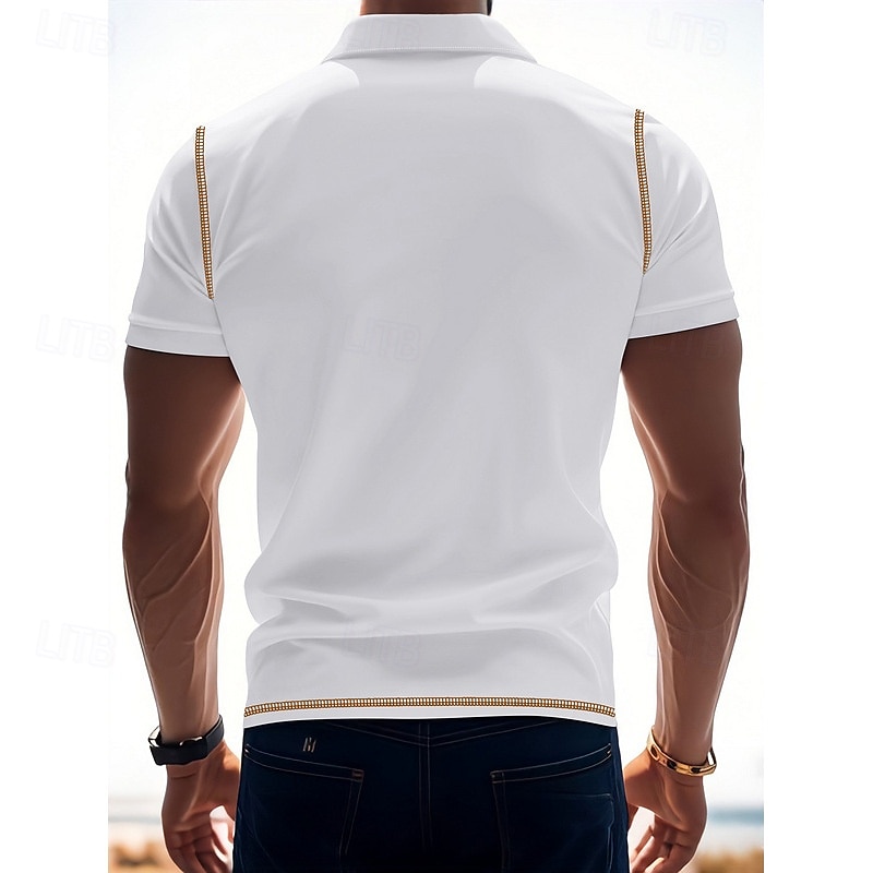 Homens Camisa de golfe Camisas Polos de Golfe Trabalho Casual Lapela Manga Curta Básico Moderno Bloco de cor Patchwork Botões Verão Normal Preto Branco Vinho Azul Marinha cáqui Verde Tropa Camisa de de 2025 por $18.99 –P3